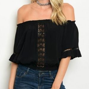 Bohemian Black Embroidered Top